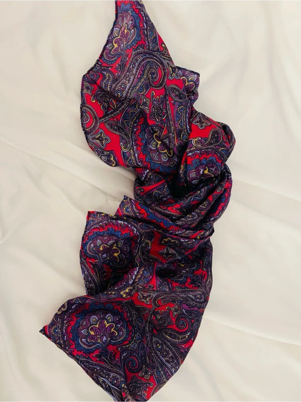 NWOT Women's Silk Red & Purple Paisley Scarf - Lightweight Fashion Accessory
